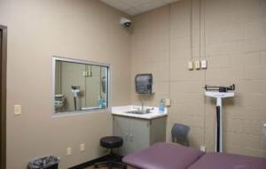 An exam room in the PA building.